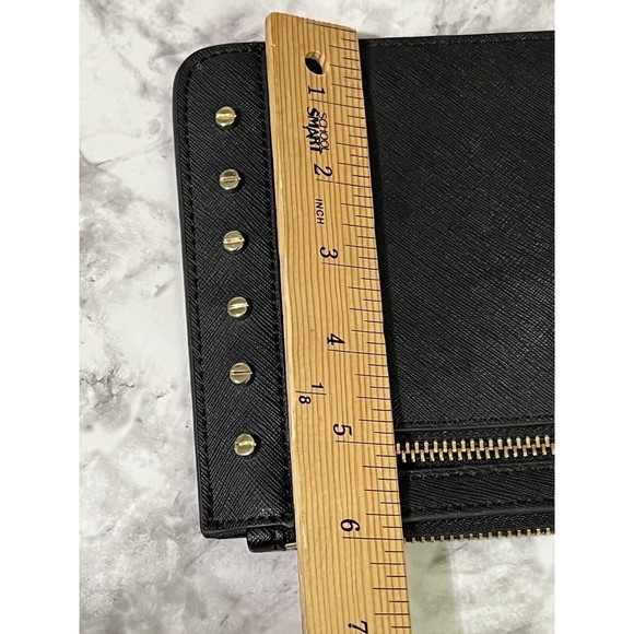 Calvin Klein Leather Studded Clutch Wristlet Handbag Black Gold Lined H3GG11WA - Picture 8 of 17